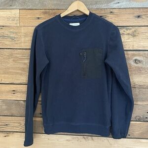 Classic Navy Crewneck Sweater with Black Pocket